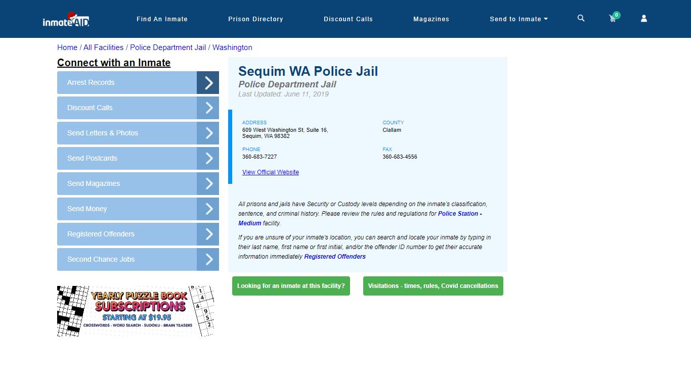 Sequim WA Police Jail & Inmate Search - Sequim, WA
