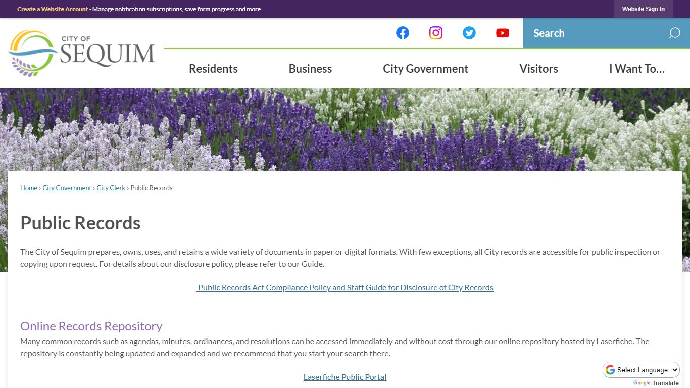 Public Records | Sequim, WA - Official Website
